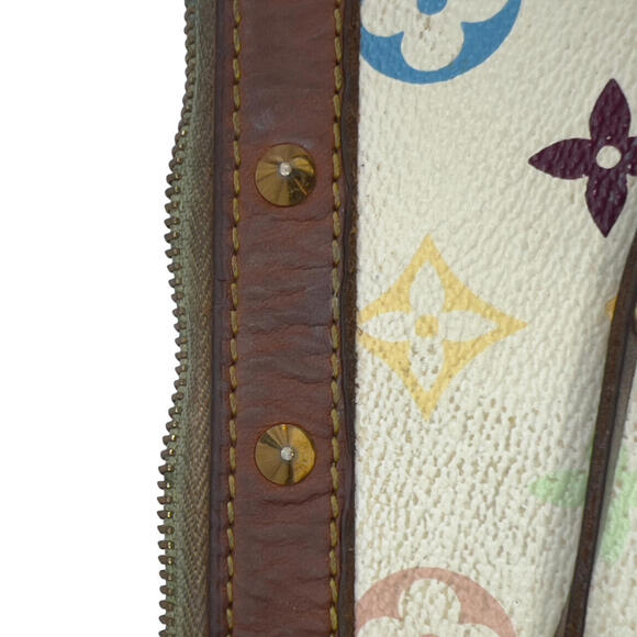 Louis Vuitton Murakami Pochette Baguette White Leather w/Multicolor LV Monogram - Picture 7 of 13